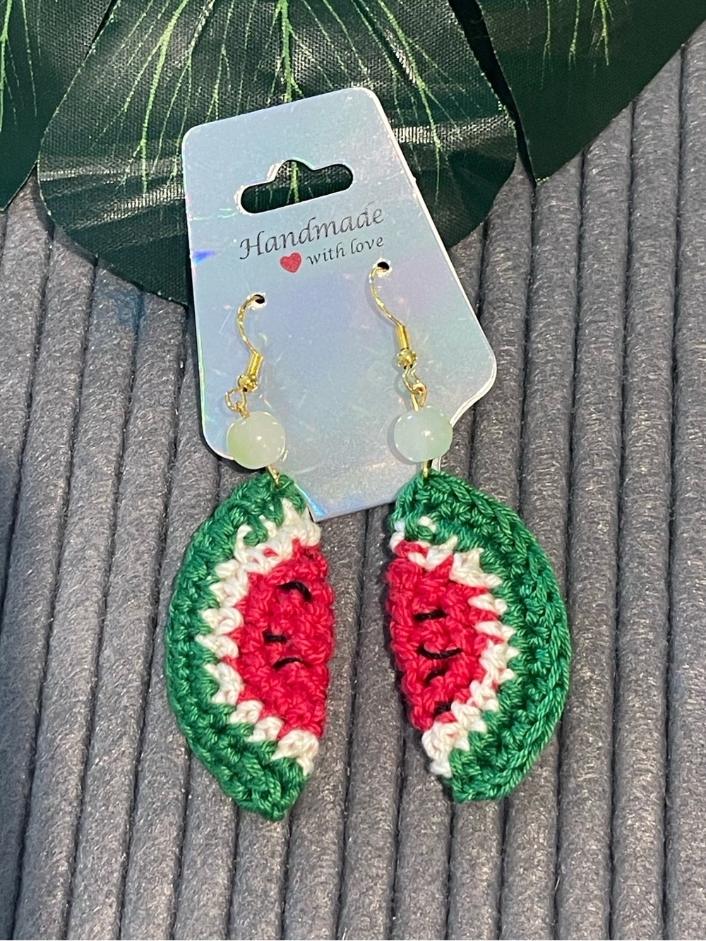 Handmade slice Watermelon Crochet Dangle Earrings